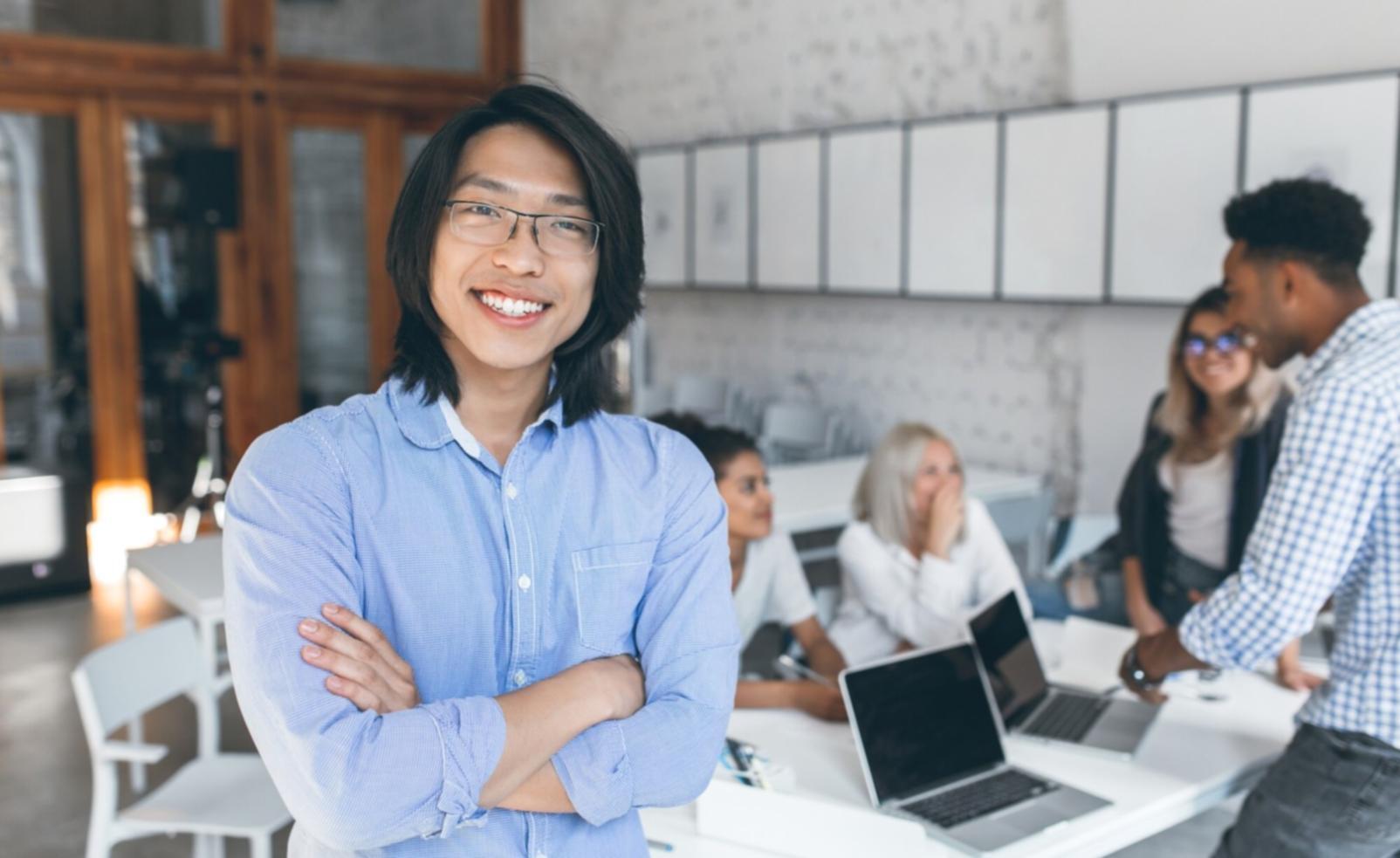 Business professional presenting variance analysis findings to management team